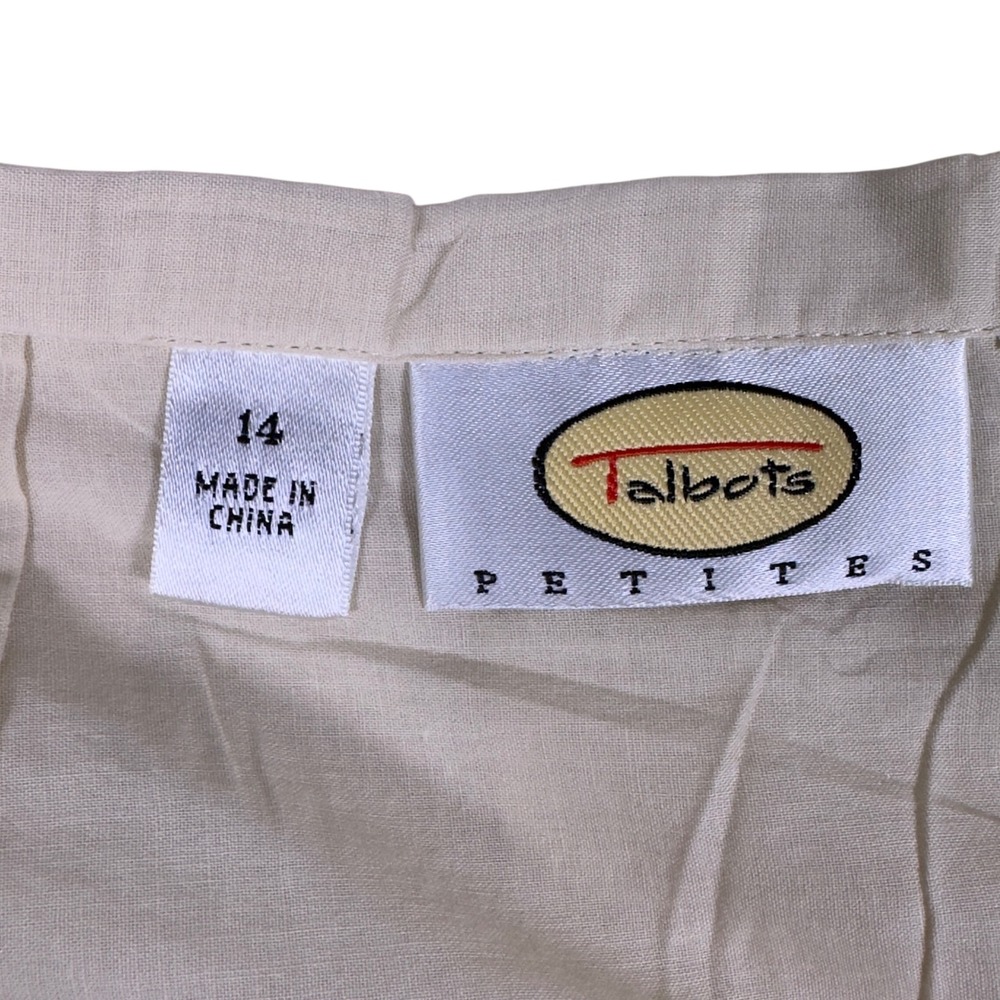 Vtg Y2K Talbots 14Petite Ivory Cotton Embroidered Eyelet A-Line Midi Skirt Lined - Picture 3 of 8
